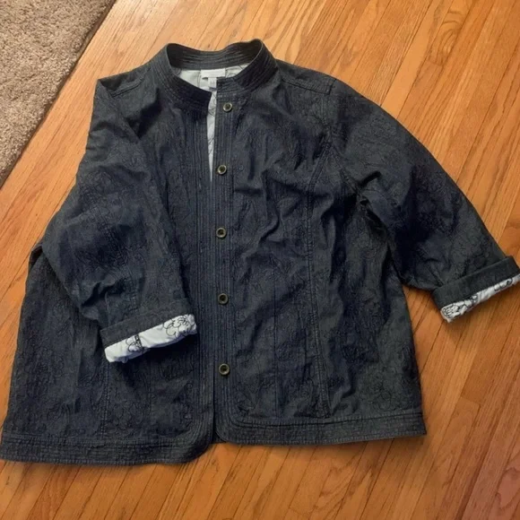 Women's Charter Club Denim Floral Jacket - Picture 1 of 10